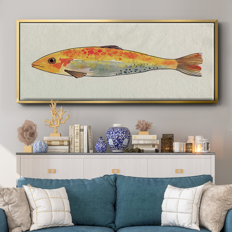 Fanciful Fish II- Framed Canvas, 20" H x 50" W
