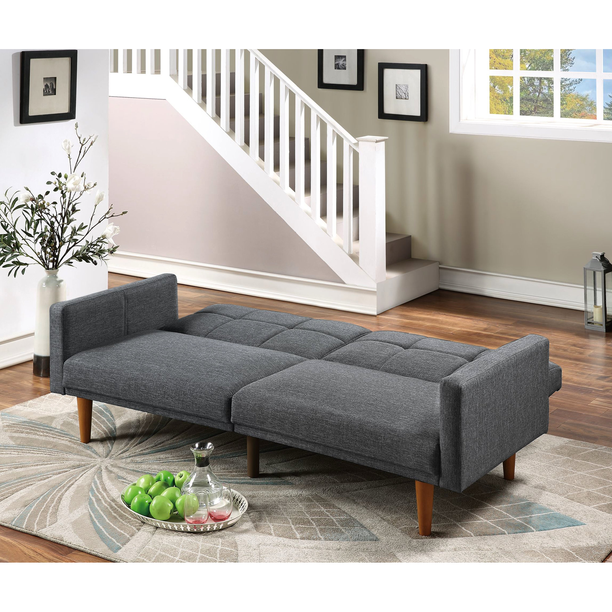 Latitude Run® Adjustable In Gray Fabric And Black Faux Leather With ...