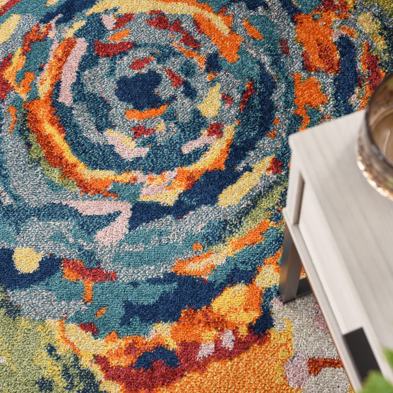 Latarra Floral Orange/Beige/Green Area Rug, Rectangle 7'10" x 9'10"