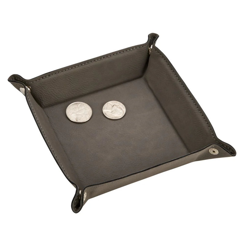 Nellis Leather / Faux Leather Tray, Gray, Yes