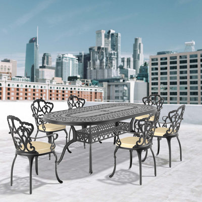 Ensemble de meubles de patio en aluminium moulé avec coussins Light Luxury Elegance