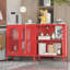 Armoire décorative 2 portes, armoire de rangement en métal avec tablette réglable, buffet pour chambre à coucher, salon, entrée, couloir, maison, hôtel, bureau, garage, cuisine, 1 tablette amovible.-1498450870