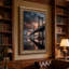 «Suspension Bridge Over Water with City Skyline», art mural-433494453