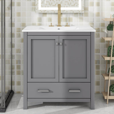 Meuble-lavabo moderne simple 30 po avec lavabo et tiroir