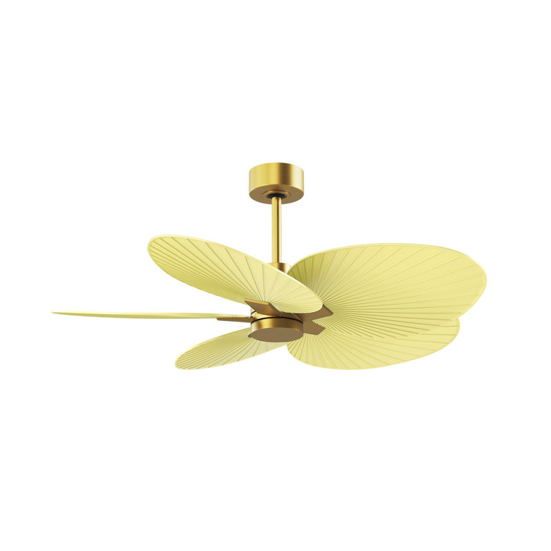 Alessandra - Ventilateur de plafond à cinq pales, Laiton brossé, Jaune clair