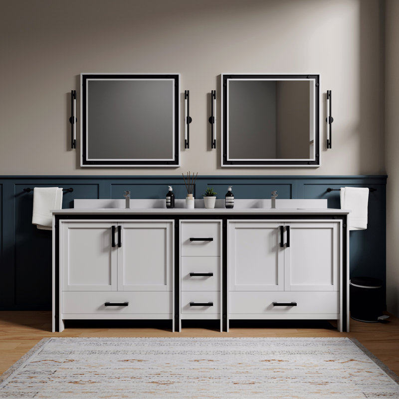 Meuble-lavabo double 84 po X P 22 po D, Blanc