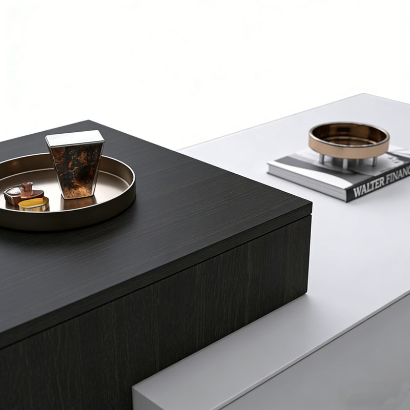 Ensemble de tables basses avec 4 tiroirs Simple Living, Blanc/Noir