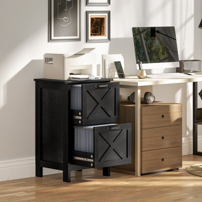 File Cabinet with 2 Drawers Filing Cabinet for A4 Letter, Black