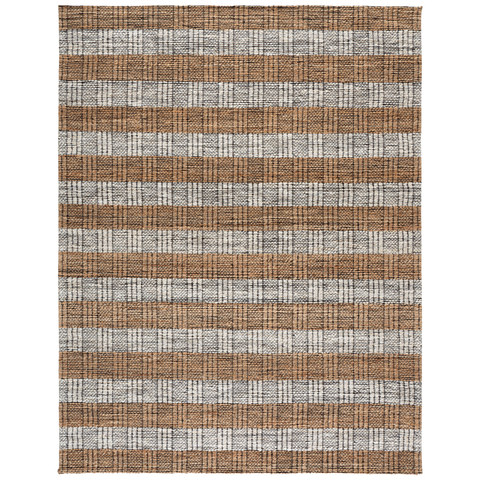 Natural Fiber Hand Woven Jacquard Performance Striped Indoor Rug, 8'-0" X 10'-0" Rectangle