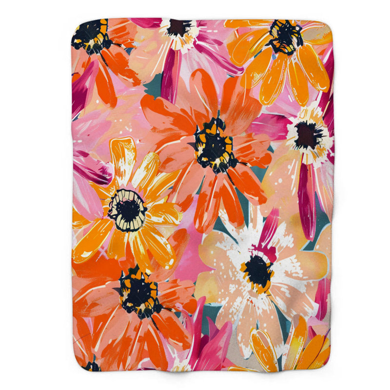 Seasonal Flower Art - 1 pièce Sherpa Premium, Grand lit