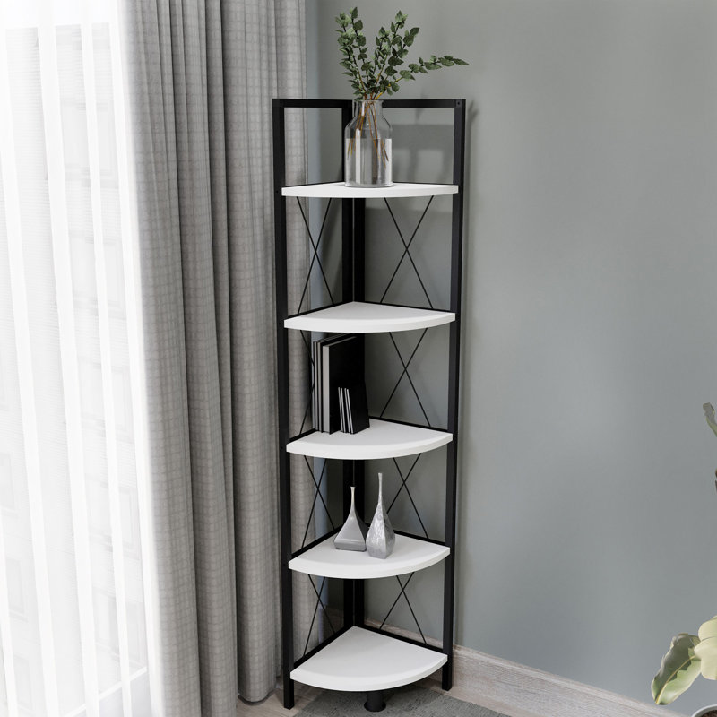 Addley Bookcase, White, (5 Shelves) 160cm H x 34cm W x 34cm D.
