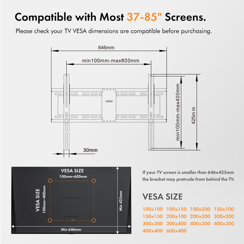 VonHaus Single Screen Wall Mount