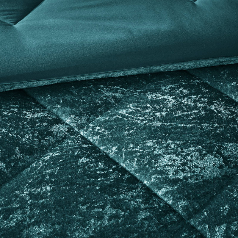Teal Velvet Comforter For Twin/twin Xl Beds - Fill Diamond With Decorative Pillow Machine Washable, Steam Iron Fashionable Look Luxury Filling Includes Throw