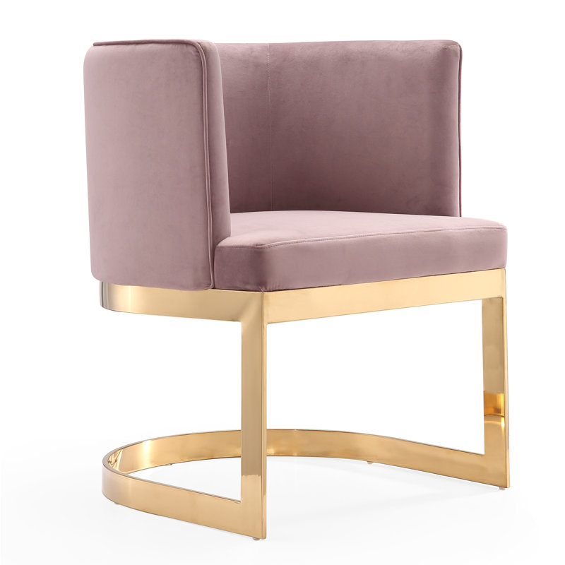 Chaise rembourrée en velours Aura, Rosé