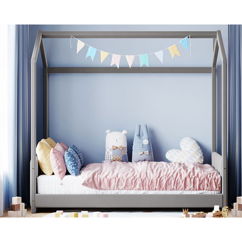 Johannesburg Bed, 灰色, Solid + Manufactured Wood, Twin
