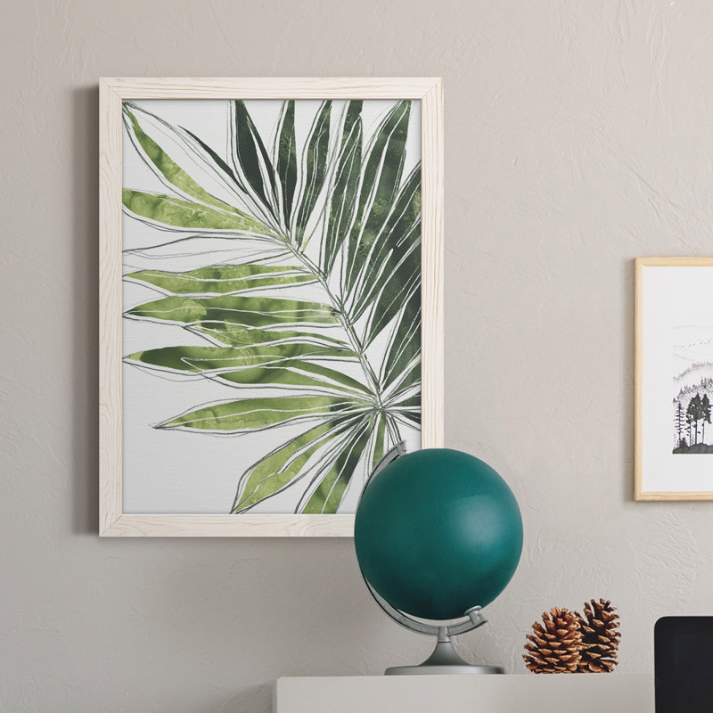 Toile encadrée de qualité supérieure Expressive Palm IV - prête à être accrochée, H 20 po x l 17 po x P 1 po, Blanc