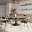Table de salle à manger ronde ronde en pierre avec base en bois massif pour 4 à 10 personnes-98907934-98907929-98907928
