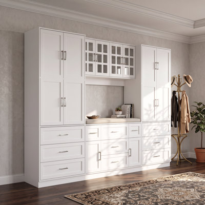 110.2" Wide Large Wardrobe With 8 Cabinets & 11 Drawers