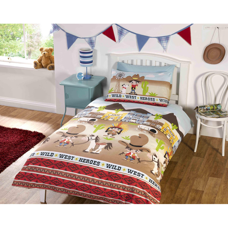 Wild West Cotton Blend No Pattern Duvet Cover Set with Pillowcases Included
