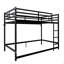 Lit superposé avec échelle et lit superposé en métal à garde-corps haut, espace de rangement, silencieux, taille simple sur simple, noir