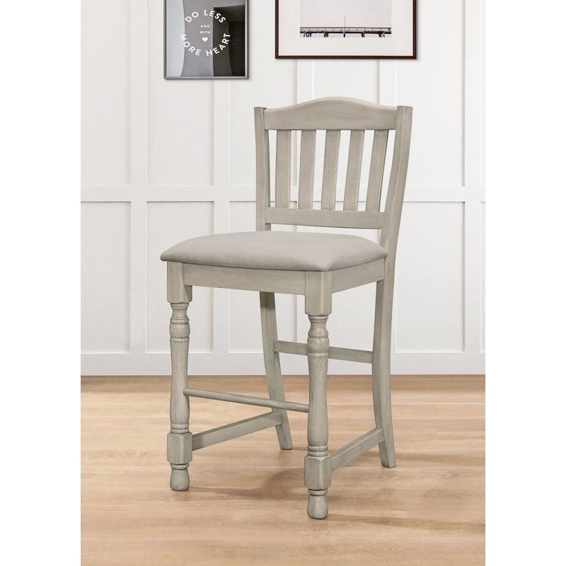 Corsair Upholstered Canvas Counter Stool with Solid Wood Frame