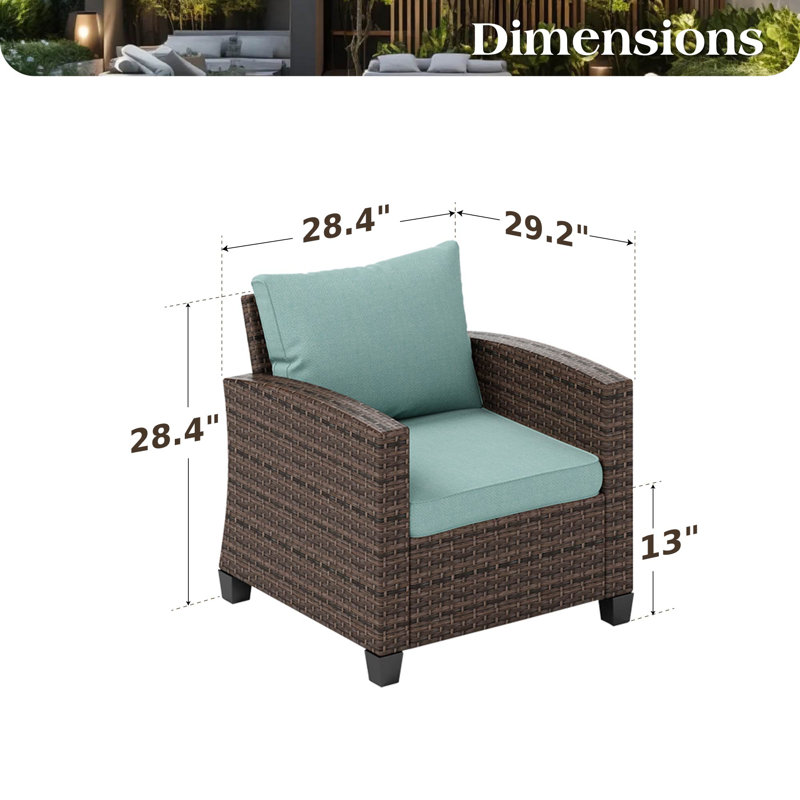 Chaise de patio avec coussins Salem, Coussin Pro Performance bleu toile