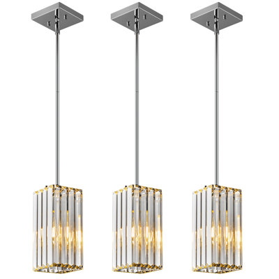 Luminaire suspendu rectangulaire moderne Llinos Mini lustres en cristal Luminaire suspendu réglable pour îlot de cuisine Salon