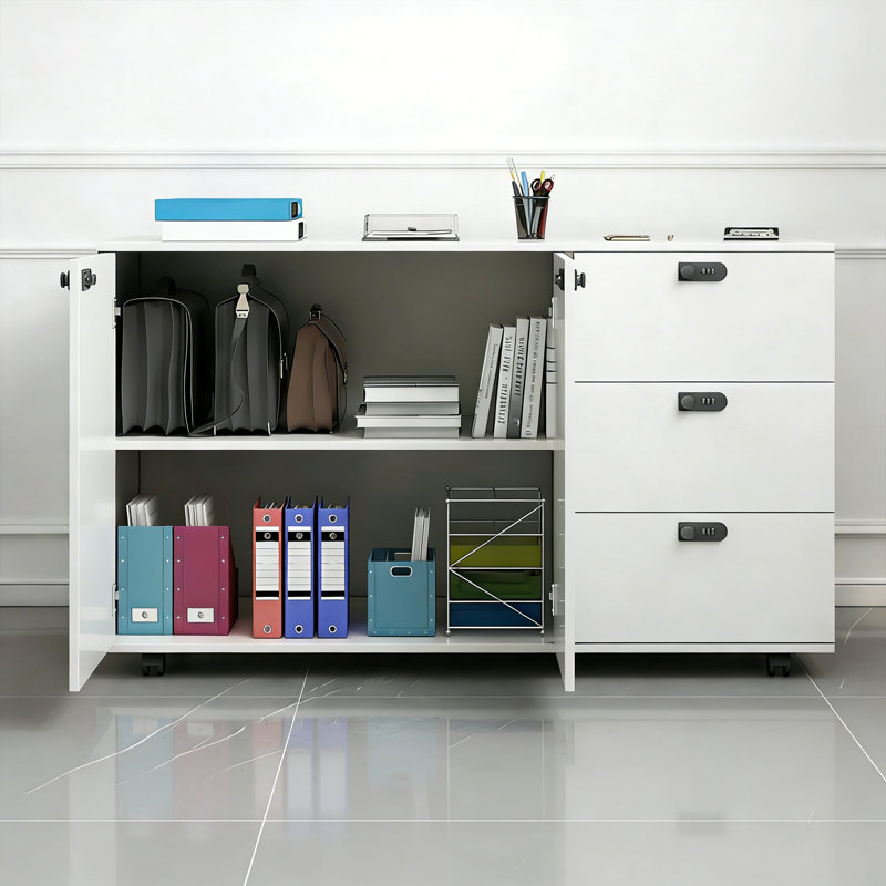Classeurs mobiles simples en bois massif blanc