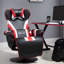 Fauteuil de jeu, fauteuil inclinable de style course avec support lombaire, repose-pieds et porte-gobelet, noir / blanc / rouge-1297620084