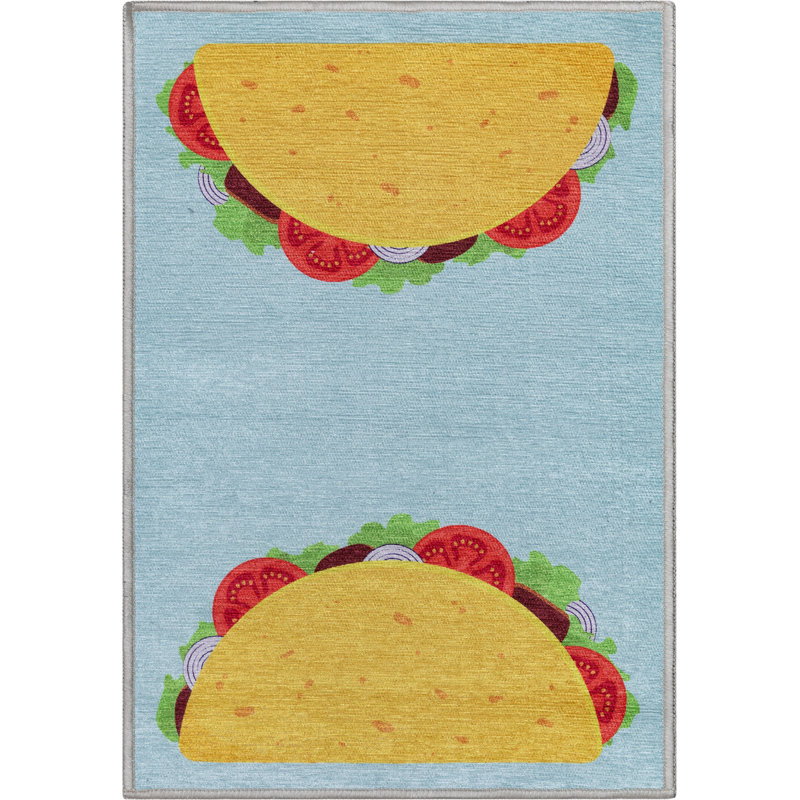 Tapis bleu Kehr Taco Novelty, Rectangle 2 pi x 3 pi