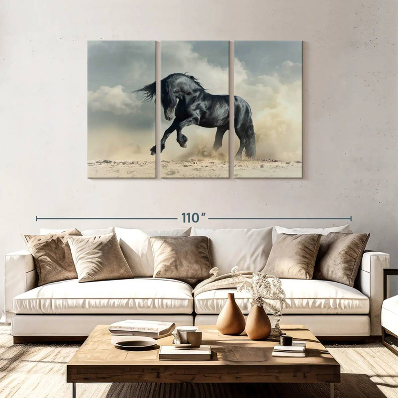 Brampt Powerful Black Stallion, 48" H x 74" W