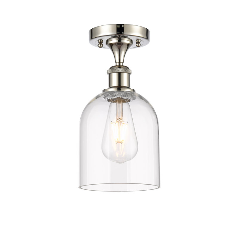 Ballston - Allysson - 1 Light 6" Semi-Flush Mount - Seedy Shade, Clear, Polished Nickel