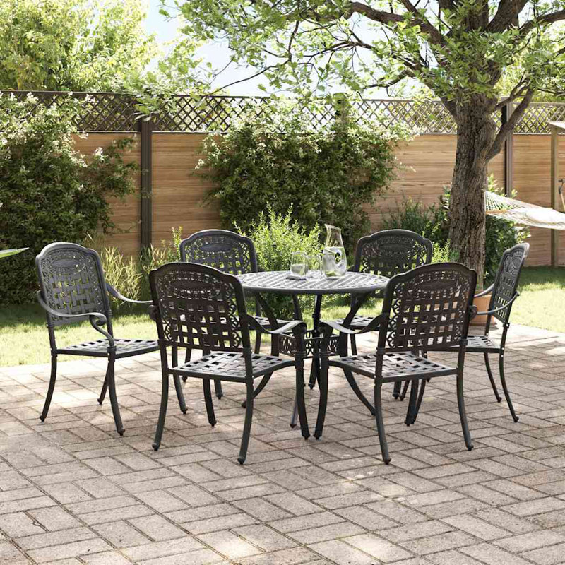6 - Person Patio Dining Set with Square Table, Black