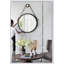 Miroir rond suspendu tendance de 29,5 po avec cadre noir et sangle de corde, décor industriel contemporain pour salle de bain, chambre à coucher ou espace de vie