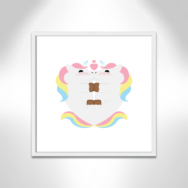 Décoration murale Unicorn Hugs, H 23,5 po x l 23,5 po x P 1,19 po, Encadré de boîte blanc