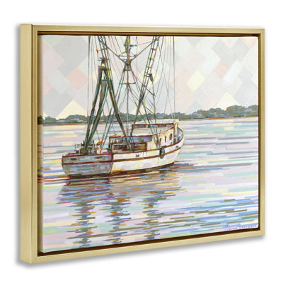 Shrimp Boat on the San Sebastian Floater Canvas Wall Art, design by Linda Sperruzzi