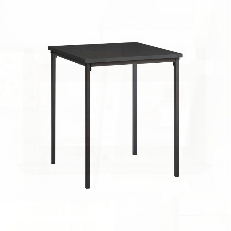 Square Accent Table with Black Laminate Top and Black Metal Legs – 18" x 18" x 22", Black Top/Black Base