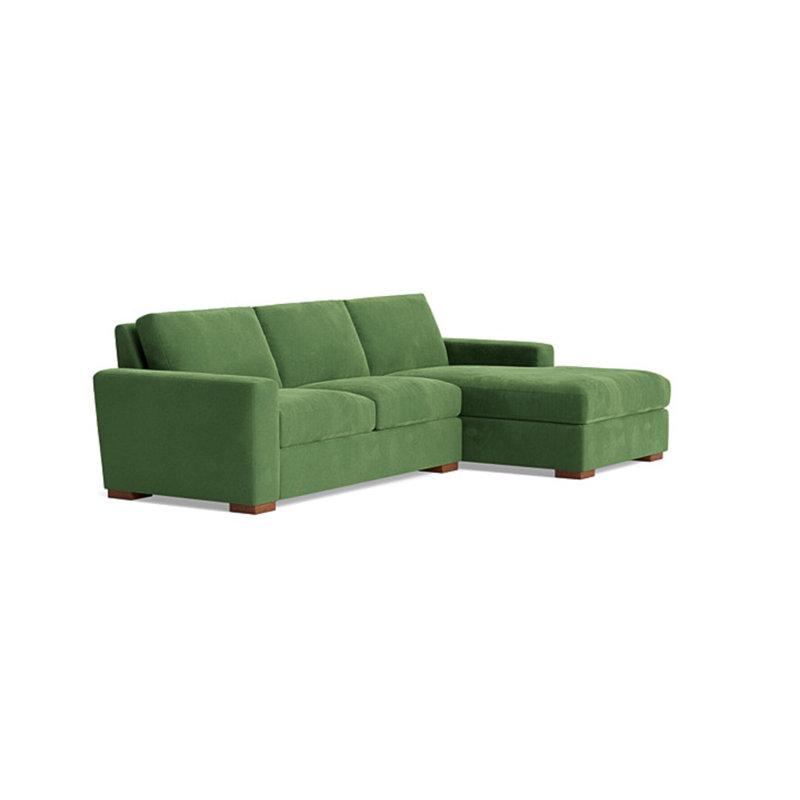Couch Potato Chaise Sectional, Right Hand Facing, Performance Velvet - Ivy