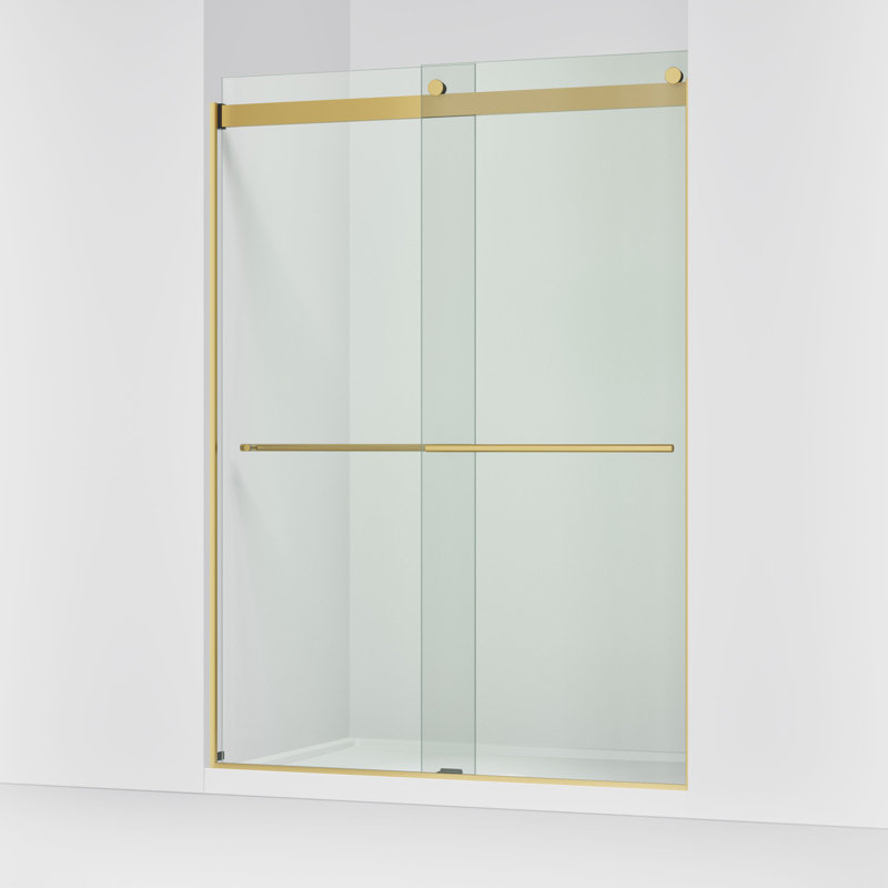Levity Plus Less Sliding Shower Door, 81-5/8" H x 56-5/8 - 59-5/8" W, With 3/8" Thick Crystal Clear Glass, Bronze