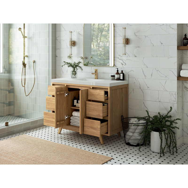 Ensemble de meuble-lavabo simple 48 po Madison, Blanc, Naturel clair