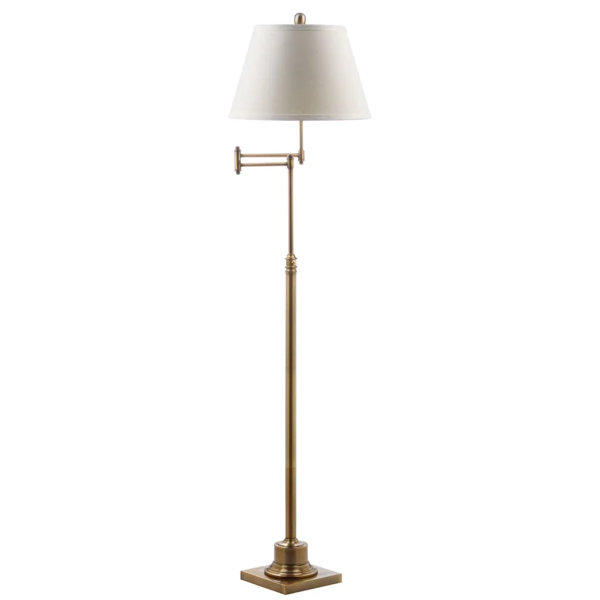 allen + roth 59.5-in Antique Brass Metal/Glass Mid-Century Floor Lamp