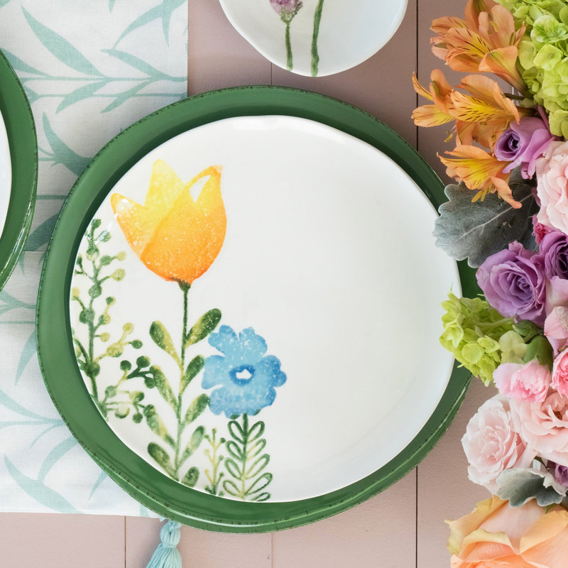 Assiette à salade tulipe et rose Fiori di Campo