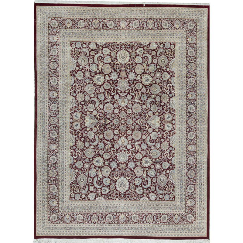 Tapis marron et ivoire noué à la main de haute qualité