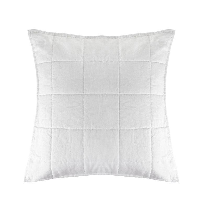French Linen Box Stitch Quilted Euro Sham, White
