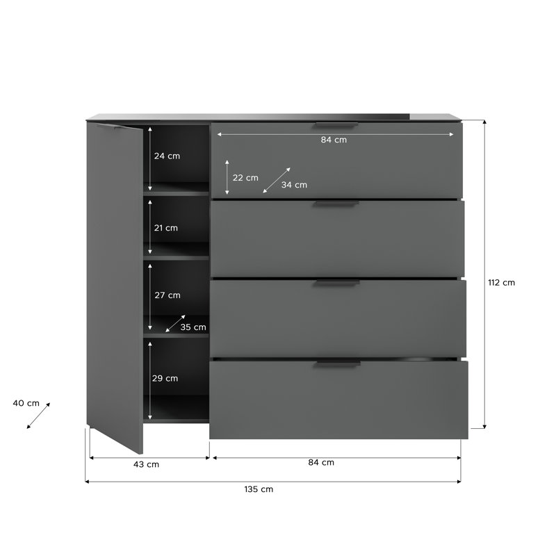 Ray 135cm W 4 - Drawer Chest of Drawers