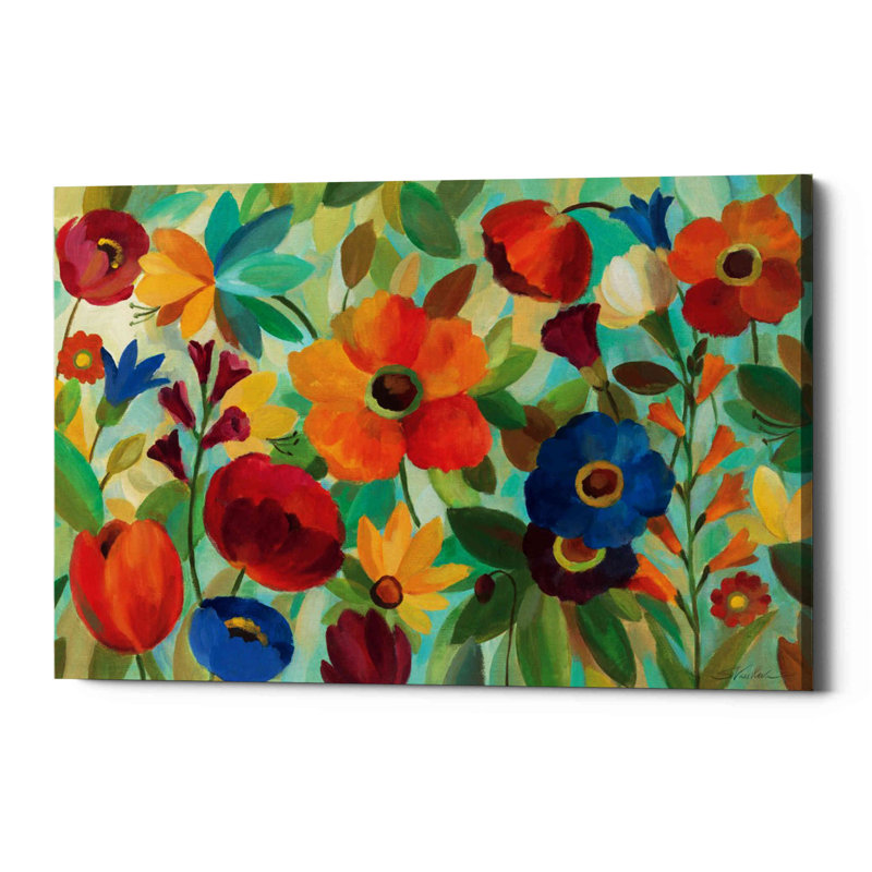 «Summer Floral V» par Silvia Vassileva, art mural sur toile, H 40 po x l 60 po x P 1,5 po