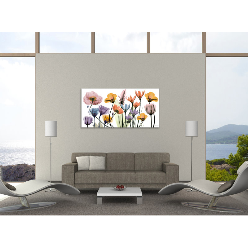 "Fleurs", toile tendue par Albert Koetsier, H 12 po x l 24 po x P 1,5 po