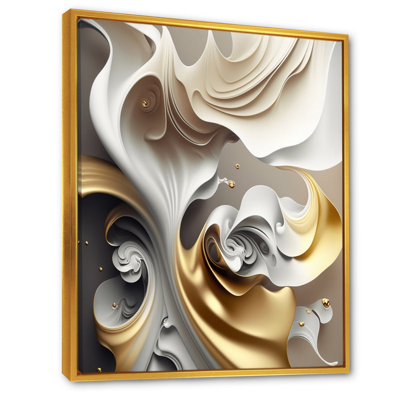 Abstract Geode Liquid - Abstract Marble Wall Art, Gold Floater Framed Canvas, 32" H x 24" W x 1" D