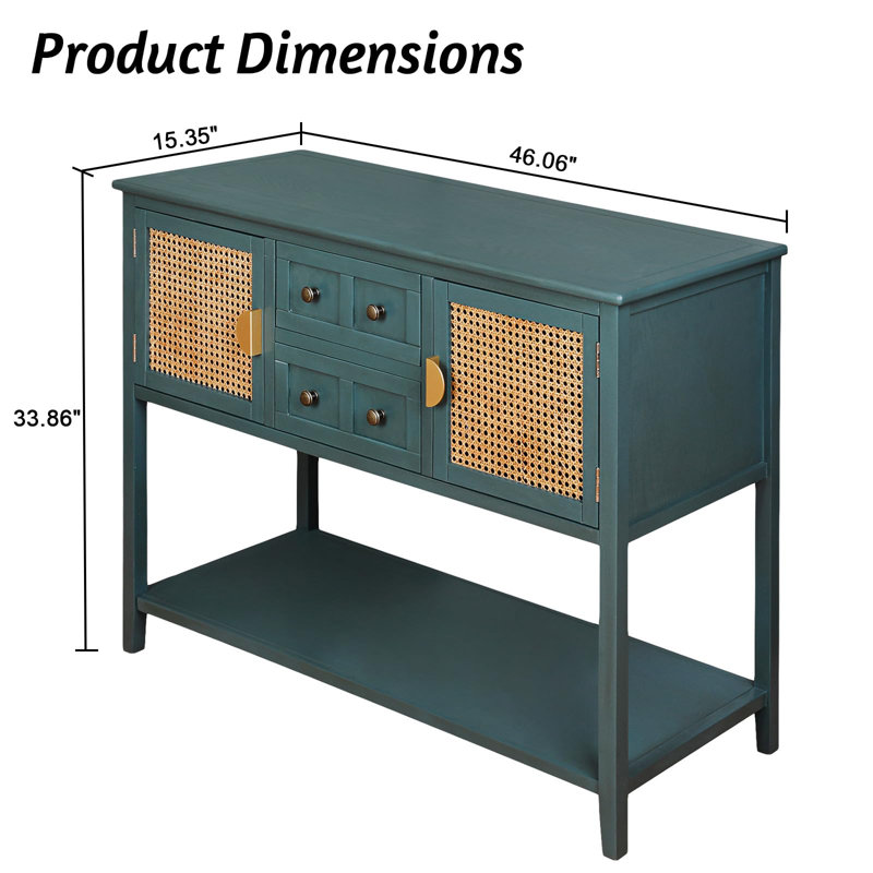 Rattan Entryway Table Console Table With Drawers, Accent Sofa Table Entryway Table