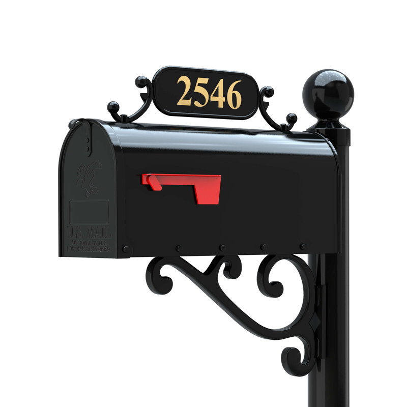 Boîte aux lettres personnalisée avec poteau et plaque minéralogique, H 11 po x l 8,25 po x P 21 po, Oui